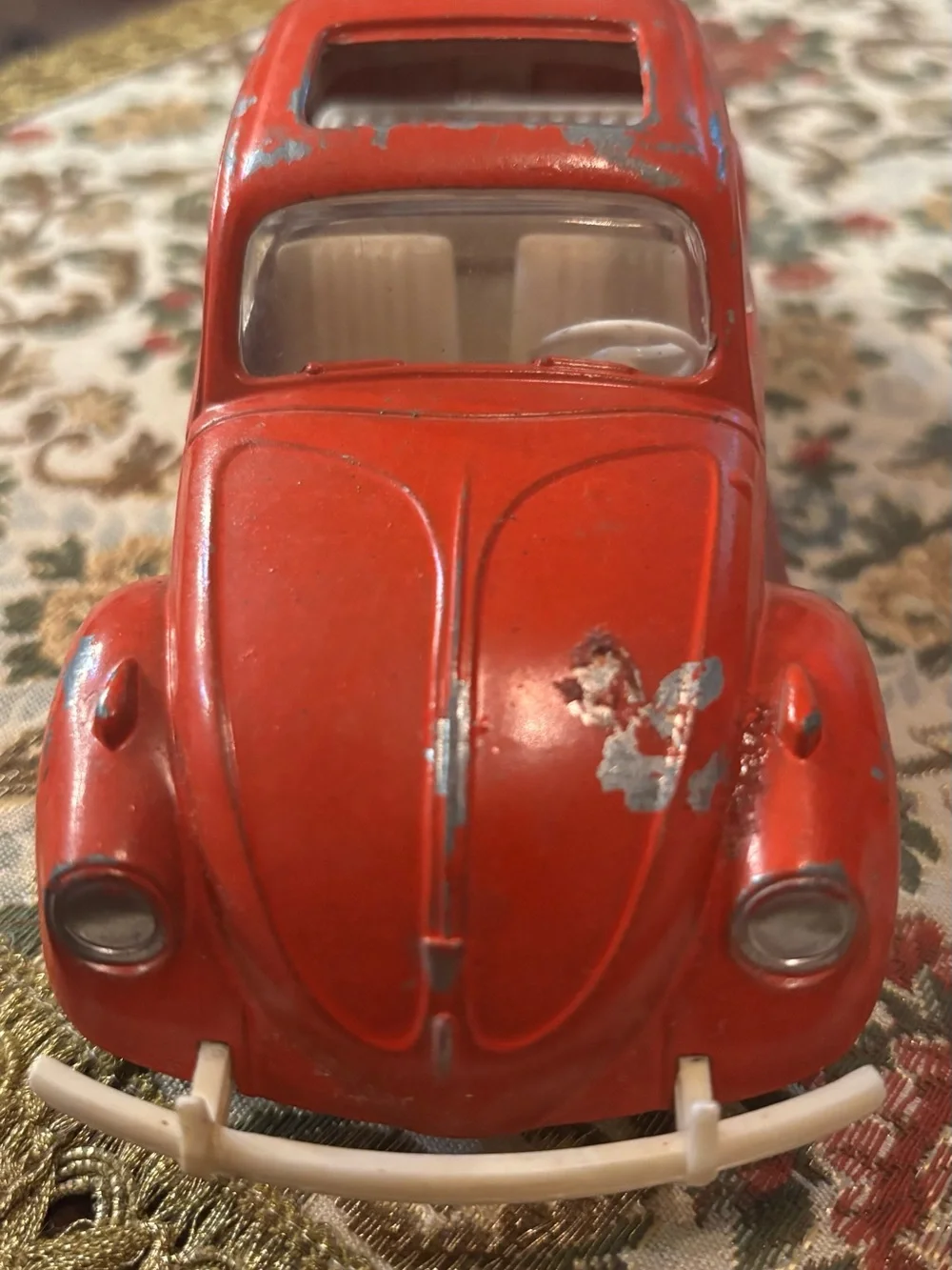 Vintage Hubley Gabriel 1480 Volkswagen Beetle VW Bug Metal Toy Car Red 7”